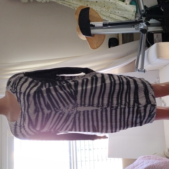 Raquel Allegra , long sleeves  tie dye, jersey dress in rainbow blk and white. - Picture 14 of 14